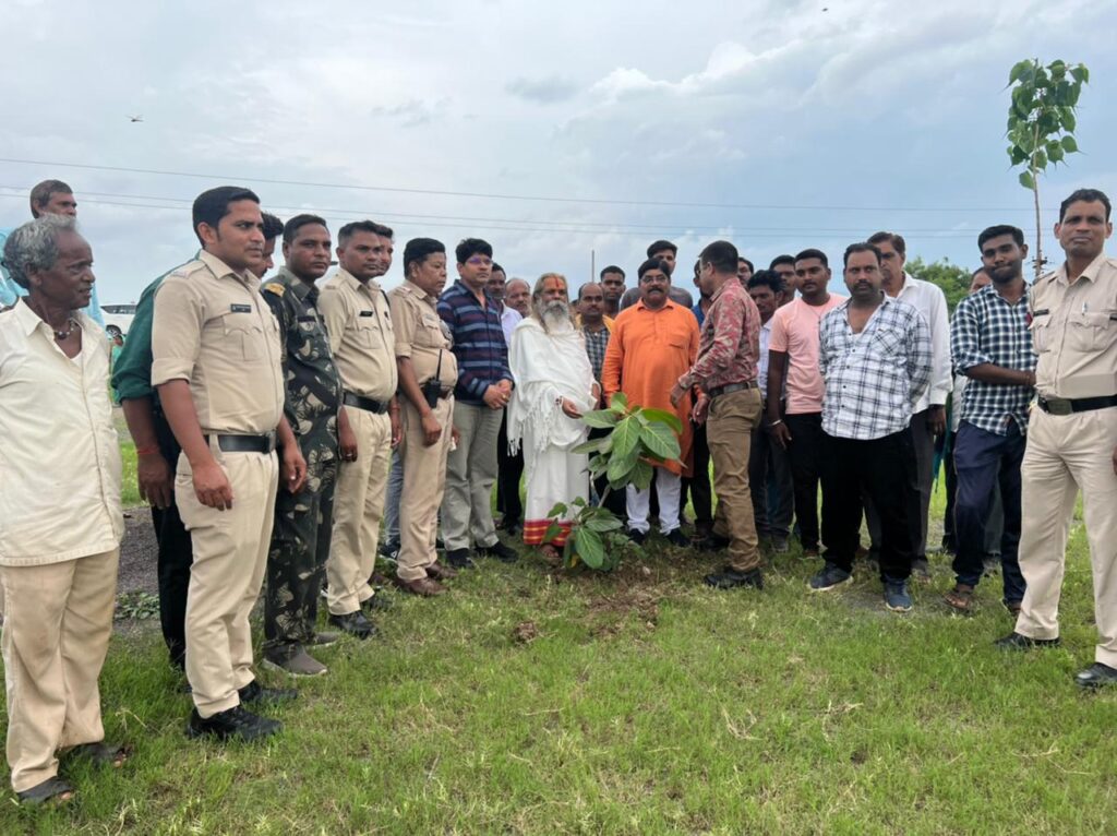 चिल्हाटी वन सीट बाल पद्धति द्वारा वृक्षारोपण  किया गया